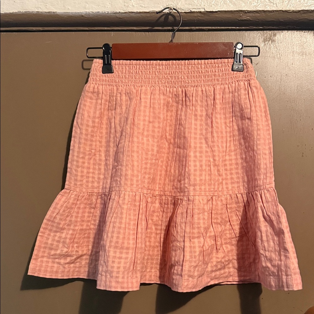 Shyanne Womens Pink Gingham Ruffle Skirt